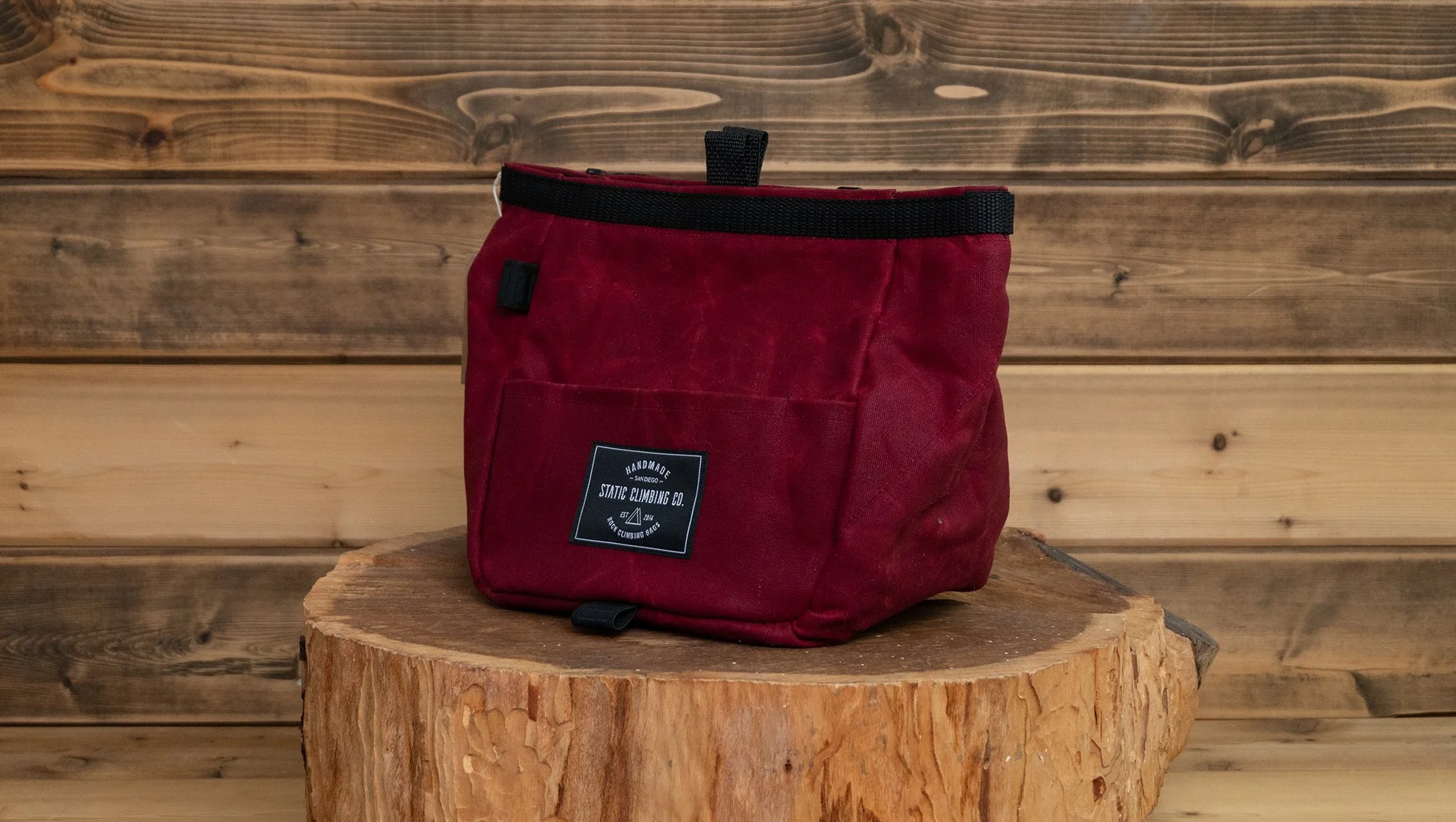 Waxed Canvas Chalk Bucket | OXBLOOD — △STΛTIC Climbing